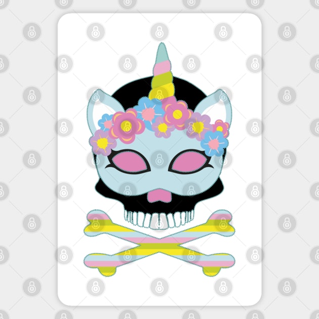 Unicorn Skull and Crossbones Magnet by Nuletto